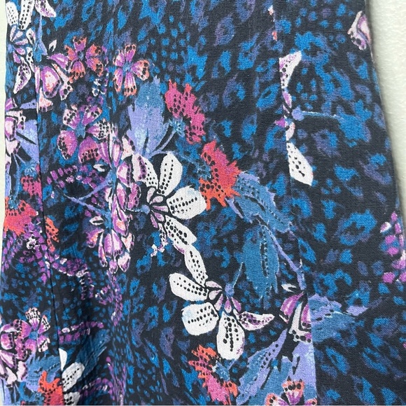 Free People Women Dress XS Blue Floral Deep V Josie Mini Date Night‎ Summer - Picture 7 of 12